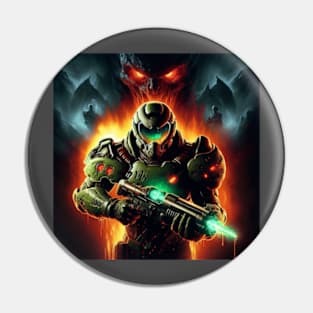 Doom guy with Green Gun Pin