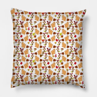 Fall Mushroom Leaf White Pattern Pillow