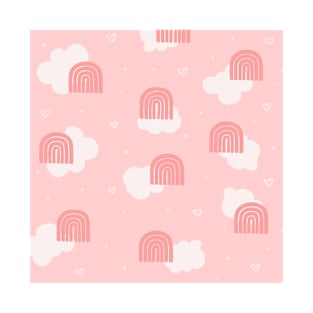 Pink Rainbows and Clouds - Pattern T-Shirt