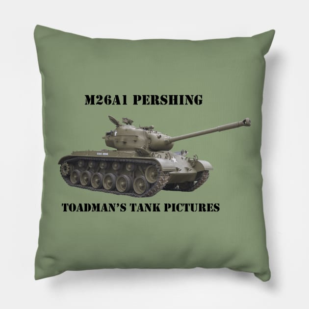 M26A1 Pershing with Toadman logo-black text Pillow by Toadman's Tank Pictures Shop