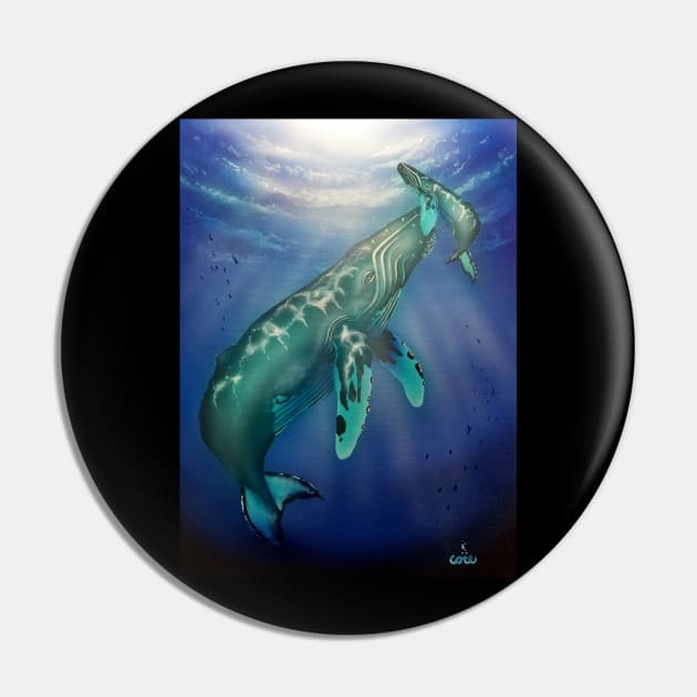 Hawaiian humpback whale Pin by Coreoceanart