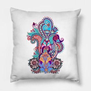 Ganesh Hindu Deity Colorful Paisley Ethnic India Motif Pillow