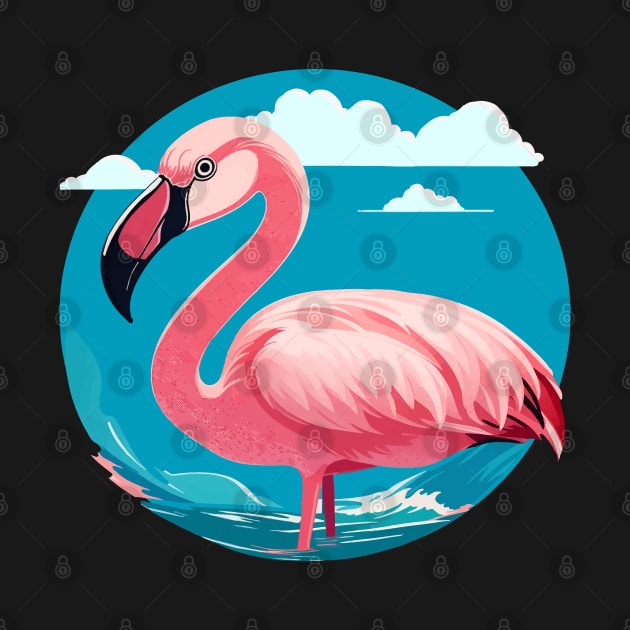 Flamingos and sea, pink flamingo for Summer Vibes by Collagedream