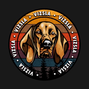 Vizsla distressed sunset retro dog face design T-Shirt