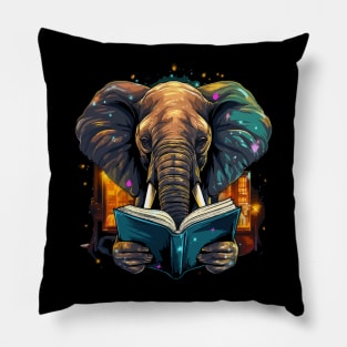 Elephant Reads Book Pillow