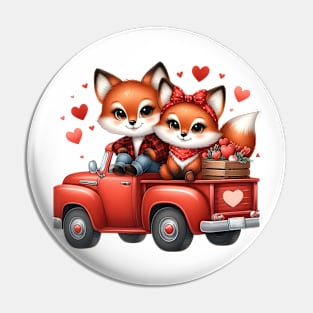 Valentine Fox Couple Sitting On Truck Pin