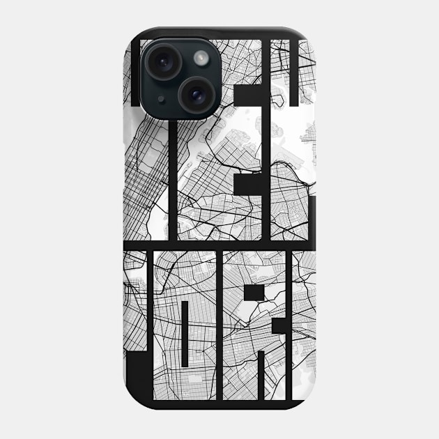 New York, United States City Map Typography - Light Phone Case by deMAP Studio