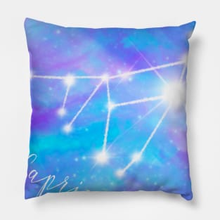Capricorn zodiac sign. Stars on galaxy background Pillow