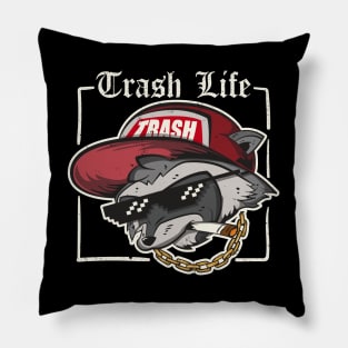 Trash Life Raccoon Pillow