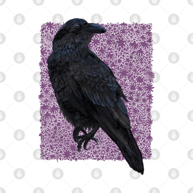 Raven in Purple Florals by Haptica