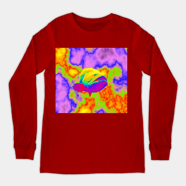 Psychedelic big fish printed on a Long Sleeve T-Shirt