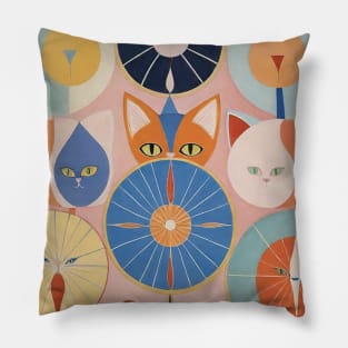 Kaleidoscopic Cats: Inspired by Hilma af Klint Pillow