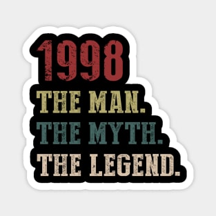Vintage 1998 The Man The Myth The Legend Gift 22nd Birthday Magnet