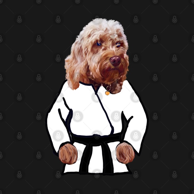 Kong fu Cava - Karate - martial arts Cavapoo Cavoodle puppy dog  - cavalier king charles spaniel poodle, puppy love by Artonmytee