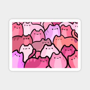 Cute Clowder of Pink Cats and Kitten Stacked Magnet