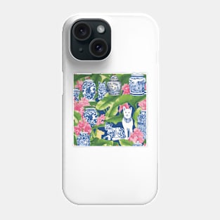 Preppy chinoiserie cats and ginger jars Phone Case