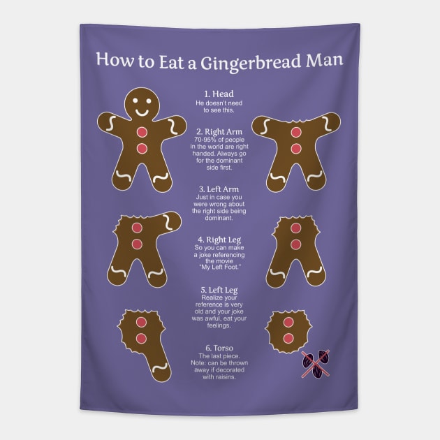 How to Eat a Gingerbread Man 2 Tapestry by ElizabethB_Art