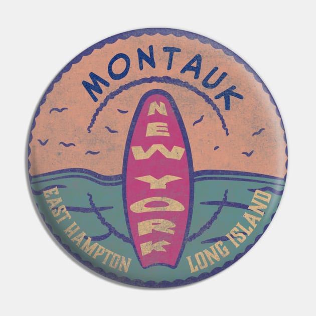 Montauk Vintage Surf Logo New York Pin by Alexander Luminova