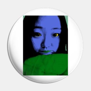 BEAUTIFUL FUNNY ASIAN GIRL POP ART COLOR Pin