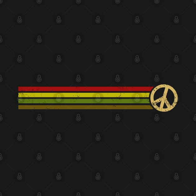 RETRO PEACE STRIPES - Camo & Red by Jitterfly