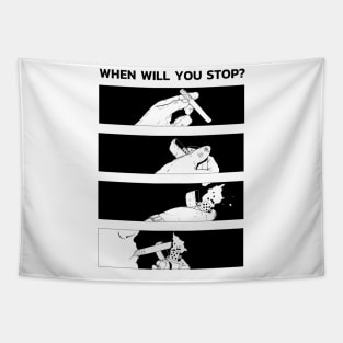 Anime smoking sarcasm quote "When will you stop?" Tapestry