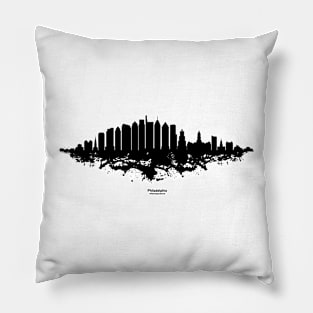 Philadelphia City Skyline - Watercolor Black and White Pillow