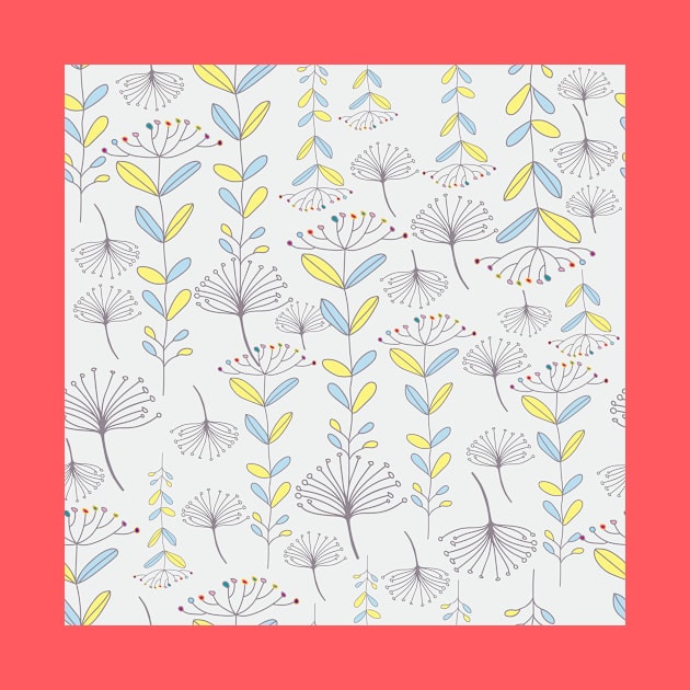 Yarrow floral pattern in Cottagecore style by IngaDesign