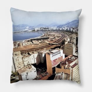 Colorized Vintage Photo of Rio de Janeiro Pillow