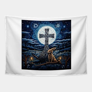 Hare, Pagan Hare, Pagan Art, Moon, Animal, Tapestry