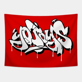 "Yo Toys" Graffiti Style Throw-Up Bomb No.2 - white Tapestry