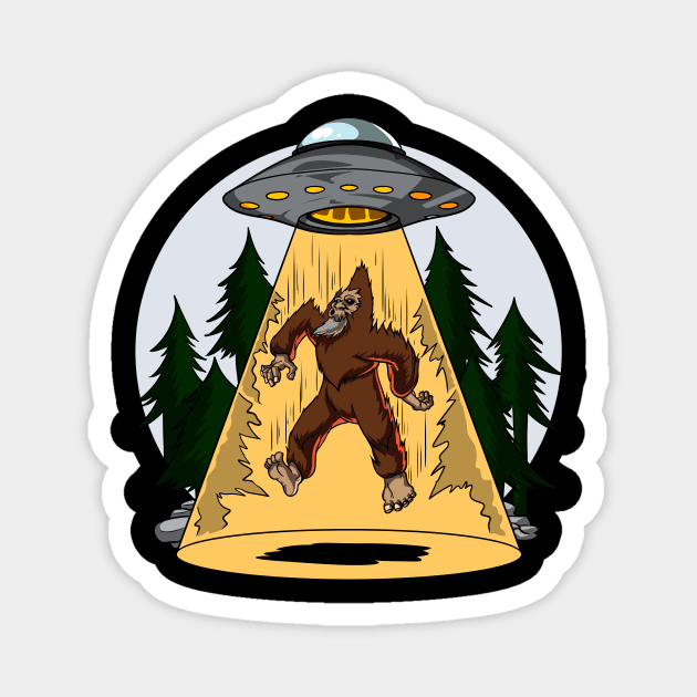 Bigfoot Alien Abduction Magnet by underheaven