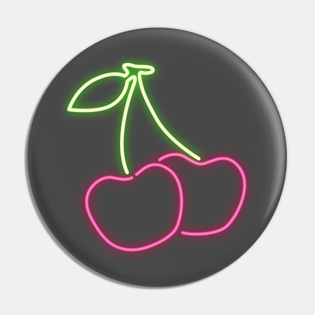 80s Retro Neon Sign Cherry Pin by PhuNguyen