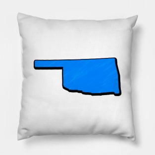 Bright Blue Oklahoma Outline Pillow