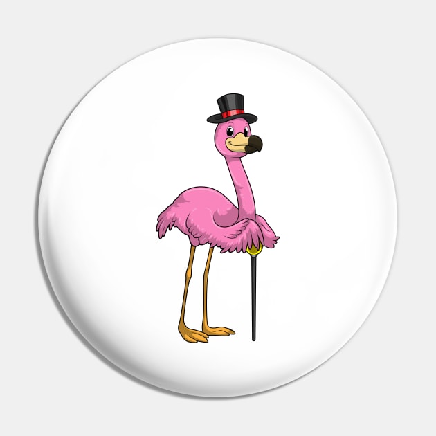 Flamingo as Pensioner with Walking stick Pin by Markus Schnabel