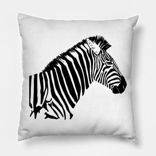 Zebra Silhouette Black and White Safari animals Pillow