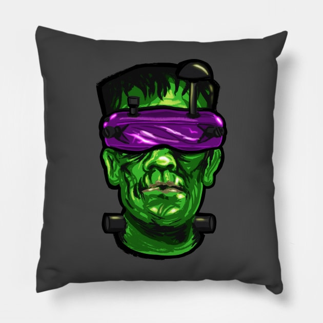 Franken-Goggles Pillow by Chromaloop