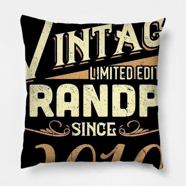 Vintage Grandpa Since 2010 Funny Man Myth Legend Daddy Pillow by johnbbmerch