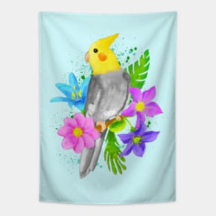 Watercolor Cockatiel Painting Tapestry