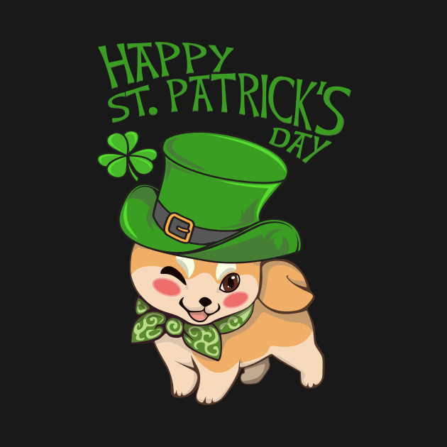 St Patrick Shiba Inu Cute Dog Kawaii by Aliaksandr