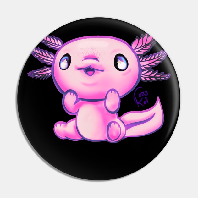 Axolotl cutie Electric pink Pin by Cozy Koi Creations