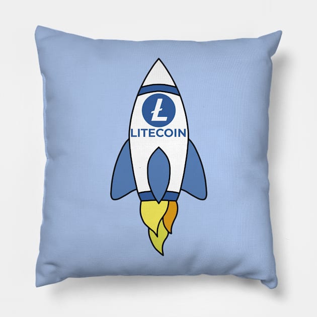 Litecoin To The Moon Rocket Pillow by DiegoCarvalho