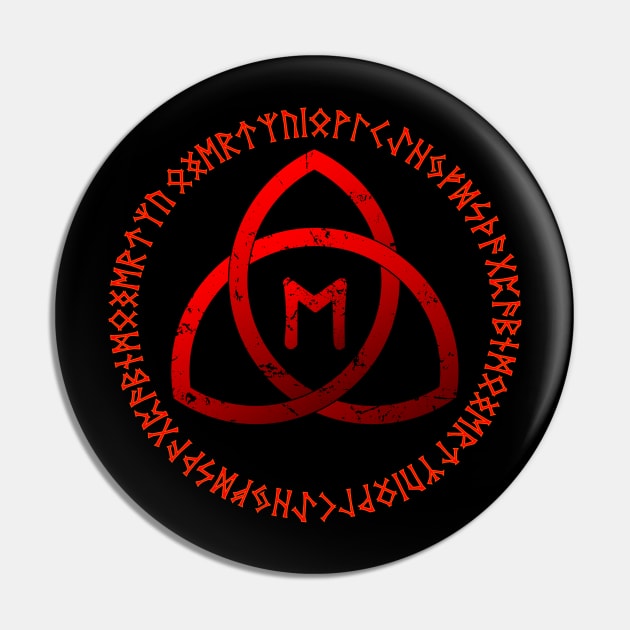 Red Nordic rune circle and Ehwaz rune Pin by opooqodesign