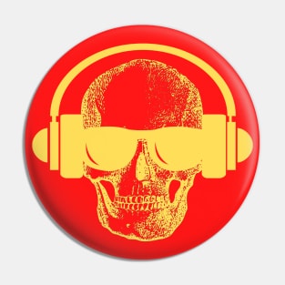 Skull And Phones, Yellow Pin