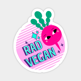 Rad Cool Radish Vegetable Vegan Pun Vaporwave Magnet