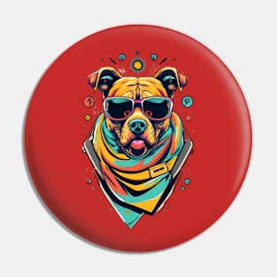 Cool Colorful Pitbull Design Pin