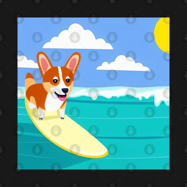 Surfing Corgi Dog by nicecorgi