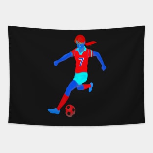 NEON GIRL SOCCER PLAYER Tapestry