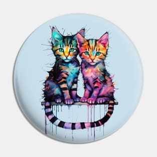 A colorful image of two cute cats Pin