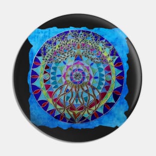 Tree of Life mandala in blue - Renate van Nijen Pin