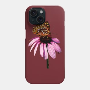 Daisies - Fritillary on Purple Coneflower Phone Case